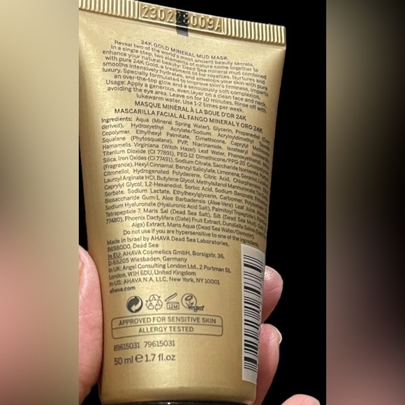 AHAVA 24k gold vegan mineral mud mask 50 ml / 1.8fl oz brand new NWT skincare - Picture 5 of 8